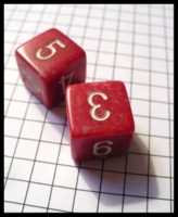 Dice : Dice - 6D - Red on Red With White Numerals